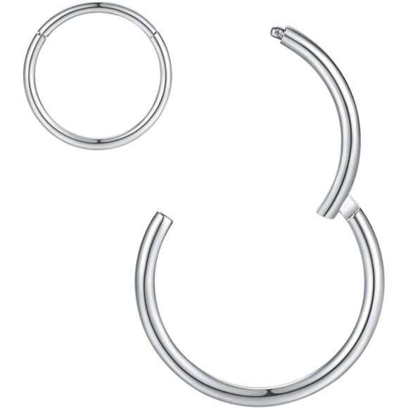 COPY - Hypoallergenic Nose Rings - Surgical Steel Septum & Lip Hoop Piercings - Picture 1 of 8